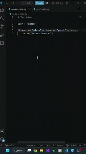 Python Tips: Don't repeat variable names in IF statements! #python #codingtips #vscodetips #trending