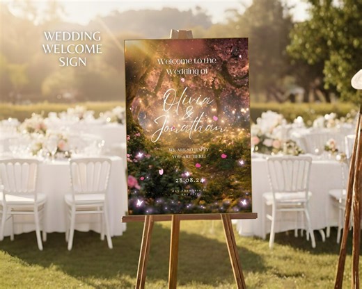 Wedding Welcome Sign Enchanted Forest Party Printable Welcome to Our Wedding Sign Digital Template - Etsy