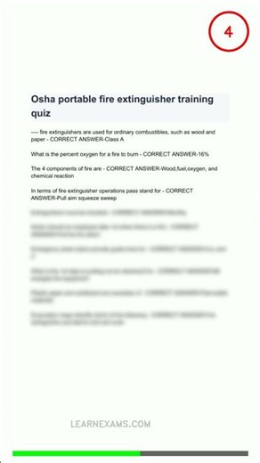Osha Portable Fire Extinguisher Training Quiz Ques