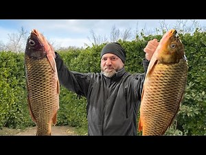 2 Giant Carp Fried Over Campfire 🔥🐟