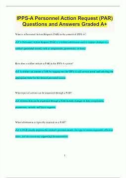 IPPSA Personnel Action Request PAR Questions and Answers Graded A2579