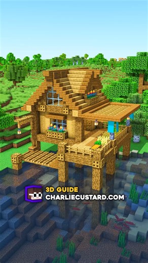👷 Build it! Link in bio (Starter House #64) You can re-build this creation in your own world with the online 3D Guide or download the schematic or import the world on Java or Bedrock edition! #minecraft#charliecustardbuilds | Charliecustard Builds