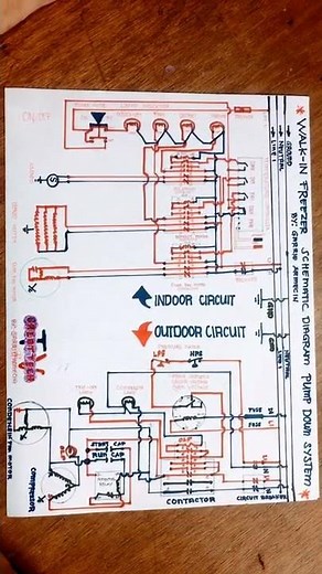 Pump down system schematic diagram of walk in freezer
