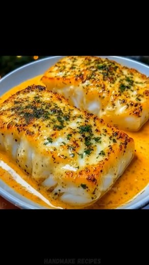 Handmake Recipes on Instagram: "Baked Cod with Parmesan Cream Sauce 🐟🧀✨ Protein number: 32g | Protein: 32g Tender, flaky cod baked to perfection and smothered in a rich, velvety parmesan cream sauce—simple, elegant, and packed with flavor. A cozy, high-protein dinner that feels restaurant-worthy! 🤍🍽️ 📝 Ingredients: ✦ Cod fillets (2 fillets, ~6 oz each) 🐟 ✦ Parmesan cheese, grated (1/3 cup) 🧀 ✦ Greek yogurt (1/3 cup) 🍶 ✦ Light cream cheese (2 tbsp, softened) 🧀 ✦ Garlic powder (1/2 tsp) �