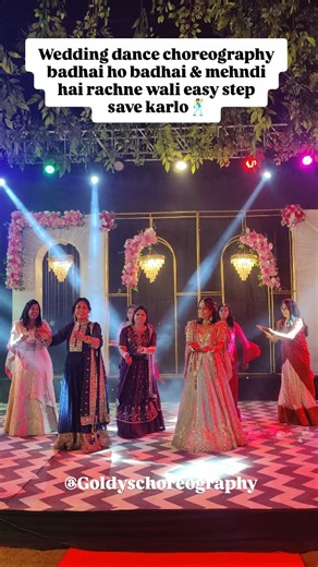 Goldys Choreography | Wedding Dance on Instagram: "💃 “Badhai Ho Badhai & Mehndi Hai Rachne Wali” vibes on full swing! Easy steps, happy moves & wedding mood ON! 💍✨ #SaveThisDance & tag your dance gang 💚 . . . . (Wedding dance choreography dance choreographr Sangeet dance ladies dance ladies group dance choreography best wedding) . . #WeddingDance #BadhaiHoBadhai #MehndiHaiRachneWali #DanceChoreography #EasyStepsDance #IndianWeddingVibes #SangeetDance #ViralReel #DanceWithHeart #GoldysChoreogr