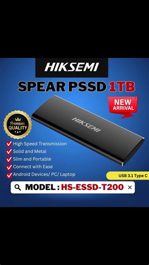￼HIKVISION/HIKSEMI SSD T200N Portable Series 1TB USB 3.1 type C Interface Storage EXTERNAL