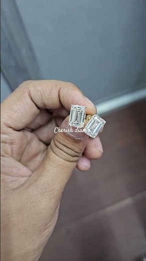 ✨ Elegant Emerald Cut Diamond Solitaire Stud Earrings