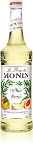 Monin - White Peach Syrup, Juicy Ripe Peach Flavor, Perfect for Cocktails, Mocktails, Iced Teas, & Smoothies, Gluten-Free, Non-GMO (750 ml)