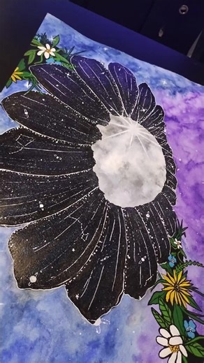 Flowers and galaxy skies 🎨🖌 4 different artworks from over the years