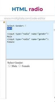 HTML input type radio button #htmltutorial #programming #coding