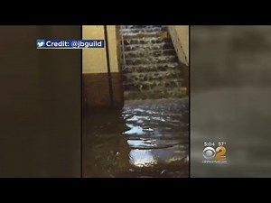 Morning Flooding Makes Waterfall Down Subway Station Stairs