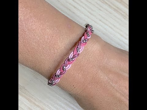 DIY 3 Strand Braided Leather Bracelet with Beads