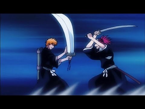 Ichigo vs Renji, Ichigos's first fight against a soul reaper, full fight, english dub