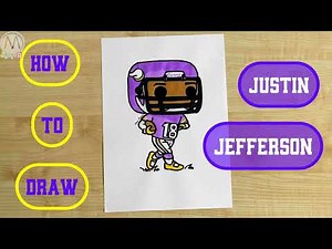 Justin Jefferson drawing tutorial step by step / How to draw american football player
