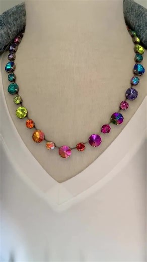 RAINBOW BRIGHT Austrian Crystal Gemstone Necklace, Electric Rainbow Eternity Style Necklace, Bright Colored Mixed Crystal Statement Necklace - Etsy