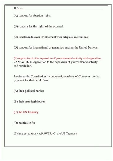 Clep American Government Test 1 Newest Actual Exam Complete 200 Questions And Correct Detailed Ans