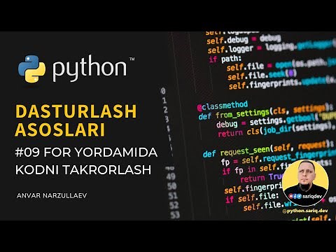 #09 Python Darslari | for tsikli bilan tanishamiz