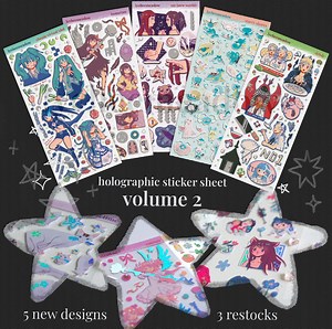 Holographic Deco Sticker Sheet Vol. 2 | PMMM, Dorohedoro, Shinsekai Yori, Virtual Idol, Poke Friend, Cats, Wolf Children - Etsy