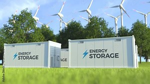 Energy storage system with wind turbine