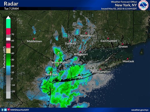 Showers are currently tracking through the area and will stick around until late morning before a second round of showers this afternoon. | US National Weather Service New York NY | Facebook