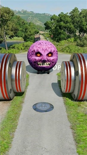 Long Colourful Capsule Buses vs Hydraulic Crush - BeamNG.Drive