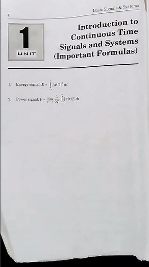 Introduction to Continuous Time Signals and Systems(Important Formulas)