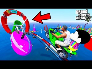 FRANKLIN TRIED THINNEST BRIDGE PARKOUR RAMP CHALLENGE IN GTA 5 | SHINCHAN and CHOP