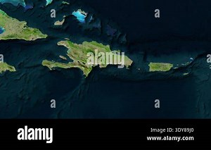 Dominican Republic map - extract. Shadow. Satellite Stock Video Footage - Alamy