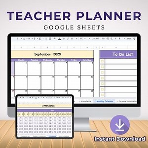 Google Sheets Teacher Planner Sepreadsheet Editable Digital Lesson Planner