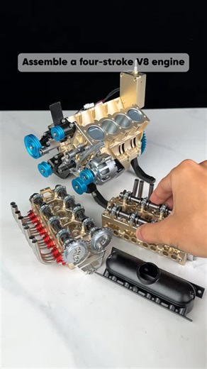 Vortrixe Model on Instagram: "Assemble a four-stroke-V8 engine #engine #EngineModel #Vortrixe #model #v8"