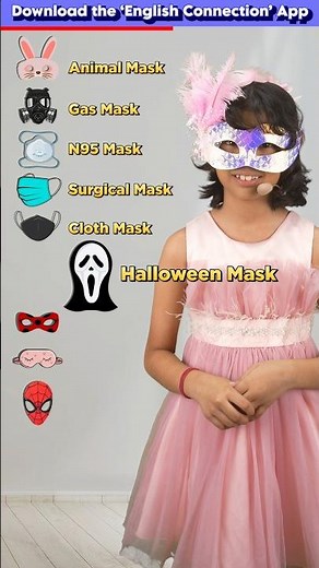 Type of Masks 🎭 in English | Kids English Practice | Adi Connection #shorts