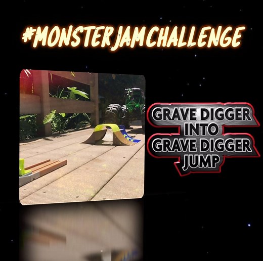 Can you launch your Grave Digger Spin Master Global toy truck into the back of the Mega Grave Digger RC⁉️ Show us with #MonsterJamChallenge | Monster Jam