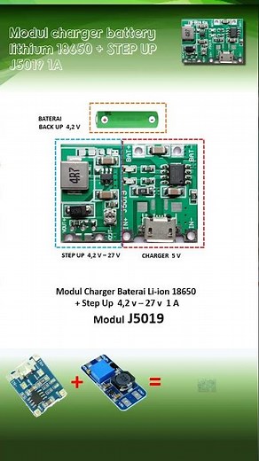 Modul Charger baterai Li-ion 18650 + Step Up J5019 #Shorts