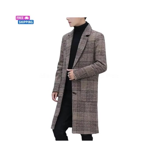 Men's Wool Blend Trench Coat, Single Breasted Winter Overcoat - Etsy