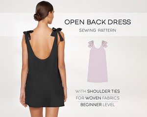 Open Back Dress Pattern Beginner Level, Short Mini Dress Sewing Pattern for Linen Fabrics, Women Summer Dress Plus Size Sewing Tutorial - Etsy