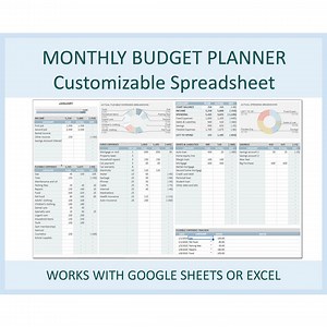 Monthly Budget Planner Editable Template Excel Google Sheets Budget Spreadsheet Detailed Worksheet Personal Finance Organizer Download - Etsy