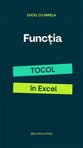17 reactions | TOCOL în Excel: cum grupezi automat datele în câteva secunde. Vrei să grupezi automat datele din mai multe coloane într-o singură listă?  Funcția TOCOL din Excel face exact asta — fără formule complicate! 易 Urmărește clipul și vezi cât de simplu este. #Excel #TOCOL #ExcelRomania #TrucuriExcel #ExcelTips #ExcelFormula #MicrosoftExcel | ExcelcuMirela | Facebook