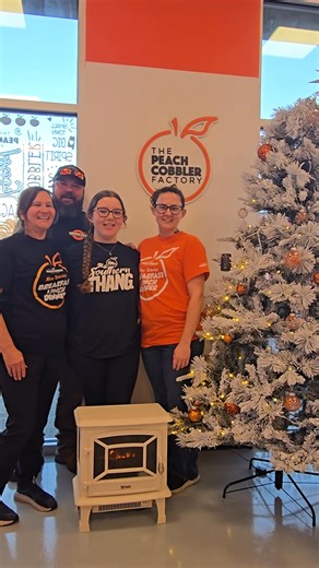Our tree is up, and our little fire stove in place for the holidays! You can get warm, fill your bellies, and hang out with your favorite person --- at The Peach Cobbler Factory in Springville. ❤️🎄🍑 | The Peach Cobbler Factory - Springville