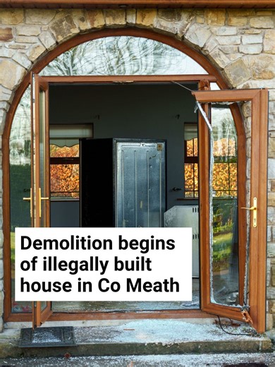 Demolition has begun of a house in Bohermeen, Navan, Co Meath, that was built 20 years ago without planning permission. Video: Barry Cronin