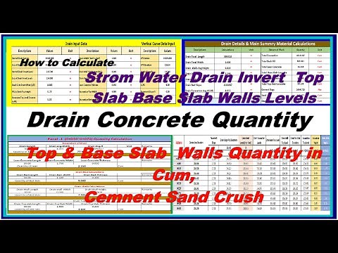 How to Calculate Storm Water Drain Invert Top Base Slab Walls Levels & Concrete Quantities in Cum