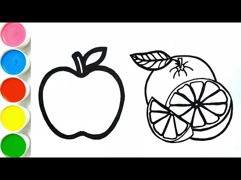 Learn Fruits for Toddlers | Apple and Orange Coloring for Kids