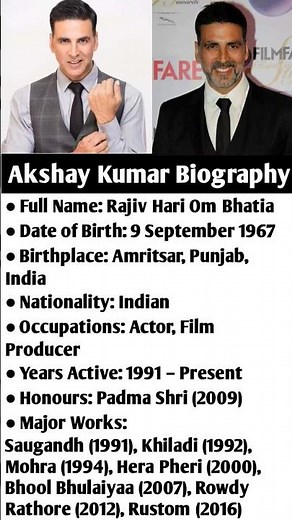 Akshay Kumar Biography – From Chef to Bollywood’s Khiladi