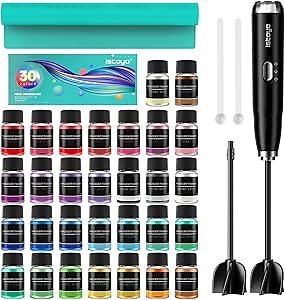 ISTOYO Mica Powder for Epoxy Resin, 30 Color Cosmetic Grade Mica Powder, Pigment Powder, Resin Supplies for Lip Gloss, Resin Molds, Soap Making Supplies, Nail Polish, Resin Kit, Bath Bomb