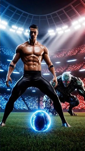 Ronaldo vs Alien: The Sky-High Football Strike #cristianoronaldo #alien #foodball #shorts