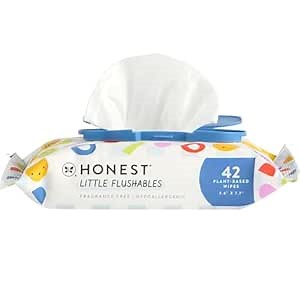 The Honest Company Hypoallergenic Toddler Flushable Wipes, 42 Count