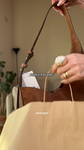 Stylish 100% Suede H&M Bag in Brown