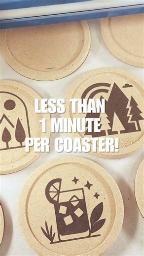 From blank cork to bold designs in seconds. Coaster Goals achieved with Epilog ⚡#laserengraving