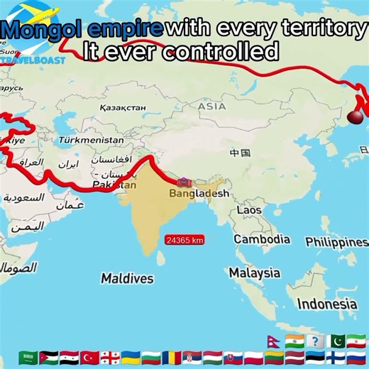 Mongol empire 🇲🇳 with every territory lt ever controlled #travelboast #map #mongolempire #mongolia