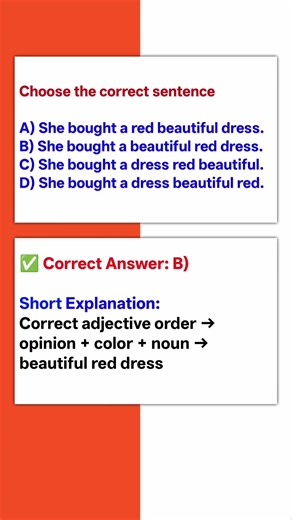 Adjective Order Quiz | Most People Get This Wrong #shorts #englishquiz