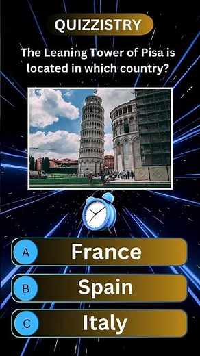 Quizzistry Quiz Challenge || The Leaning Tower of Pisa is located in which country?